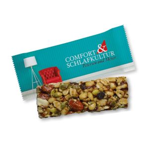 25 g Bio Power Nuss-Mix-Müsliriegel im Flowpack mit Werbedruck