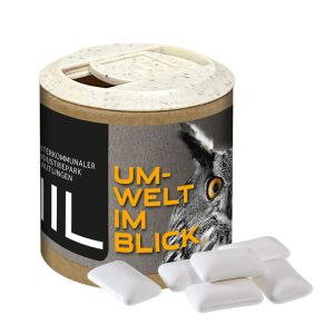 84 g zuckerfreier Kaugummi in Papier-Werbedose