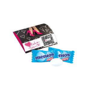 Werbebriefchen mit mentos Mint und mit Logodruck