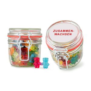 160 g Fruchtgummi Bärchen-Pärchen im Bügelglas mit Werbeetikett
