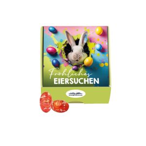 Lindt Lindor Schoko-Ostereier in Klappdeckelbox mit Werbebedruckung
