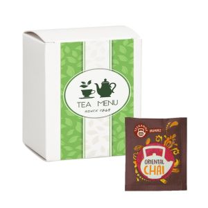 Bio Beuteltee Oriental Chai in Faltschachtel mit Werbedruck