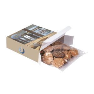 90 g Brotchips in Faltschachtel mit Werbedruck