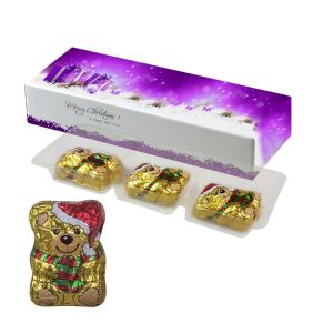 20 g Schoko-Weihnachtsbärchen in Faltschachtel mit Werbedruck