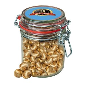 200 g Goldnüsse Bonbons im Maxi Bonbonglas mit Werbeetikett