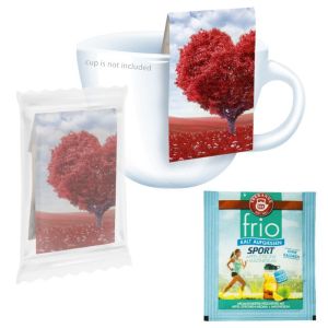 Beuteltee frio Sport mit Werbereiter und Bedruckung