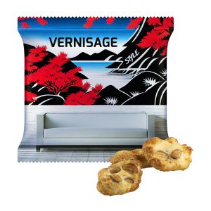 20 g Japanische Mandel Kräcker im Tütchen mit Werbedruck
