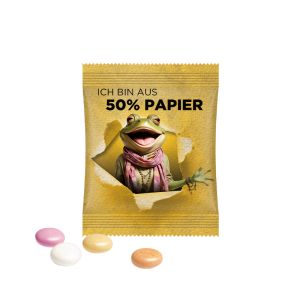 8 g mentos Fruit in Papierfolien-Minitüte mit Werbedruck