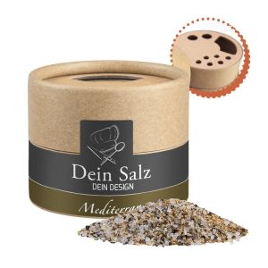 50 g Spanisches Mediterranes Salz im Kraftpapierstreuer Mini mit Werbeetikett