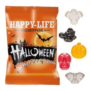 10 g Fruchtgummi Halloweenformen im Werbeflowpack