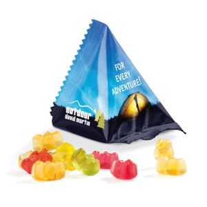 10 g Fruchtgummi Mini Tetraeder mit Logodruck