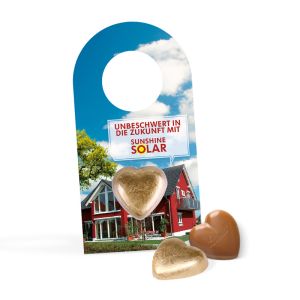 Lindt Herz auf Flaschenanhänger mit Werbebedruckung
