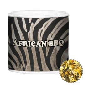 25 g Gewürzmischung African BBQ in Gewürzpappstreuer mit Werbebanderole