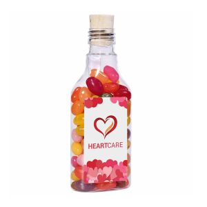 115 g Jelly Beans in einer Flaschenpost mit Werbe-Etikett