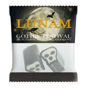 Lakritz Totenköpfe im Werbetütchen