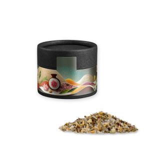 Bio Gewürzmischung Alleskönner in Kraftpapierdose Mini schwarz mit Werbebanderole