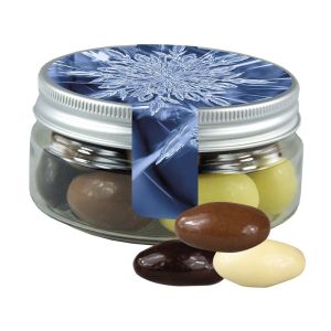 80 g Mandel-Schoko Trio in Sweet Dose mit Werbe-Flügeletikett