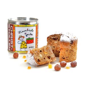 Christstollen in einer Werbedose
