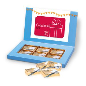 Mailing Lindt-Schokotäfelchen mit Kartenhalterung und mit Werbedruck
