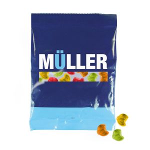 50 g Trolli Fruchtgummi €-Zeichen in einer Werbetüte mit Werbedruck