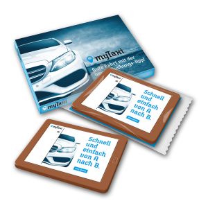 120 g Schokoladentablet mit bedruckbarem Marzipanfondant in bedruckbarem Karton