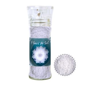 40 g Fleur de Sel in Gewürzmühle mit Werbeetikett