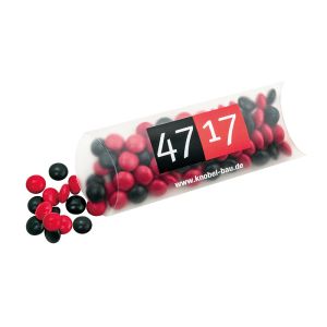 30 g farbige Schoko-Linsen in Maxi-Kissen und Logodruck