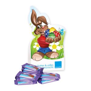 Werbe-Osterhase mit Milka Schoko-Naps und Logodruck