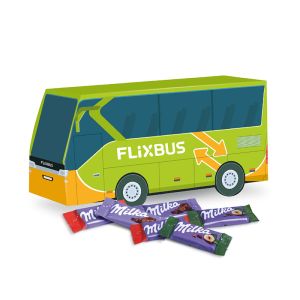 3D Präsent Bus Milka Naps mit Werbedruck