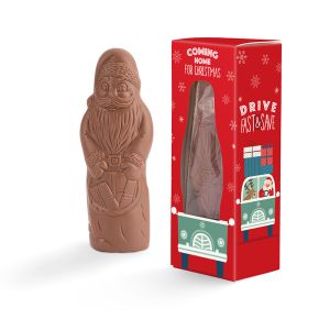 50 g Rettergut Weihnachtsmann in Sichtfensterkartonage mit Werbedruck