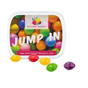 22 g Skittles Kaubonbons in Klappdeckeldose mit Werbedruck