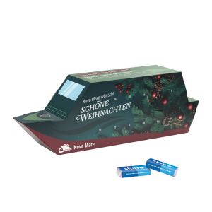 3D Adventskalender Schiff share mit kompostierbarem Inlay und Werbedruck