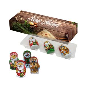 20 g Schoko-Weihnachts Mix in Faltschachtel mit Werbedruck