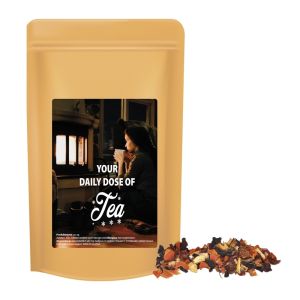 50 g Kaminfeuer Tee im Midi Doypack mit Werbeetikett