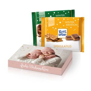 Ritter SPORT Winterkreation in Werbekartonage mit Werbedruck
