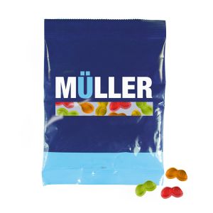 50 g Trolli Fruchtgummi Brillen in einer Werbetüte mit Logodruck