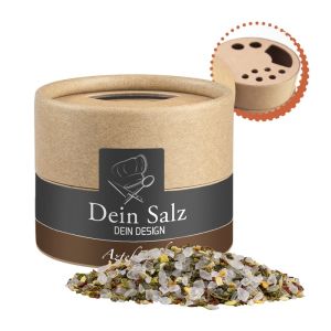 45 g Mexikanisches Aztekensalz im Kraftpapierstreuer Mini mit Werbeetikett
