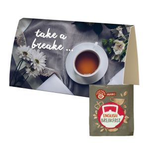 Bio Beuteltee English Breakfast in bedruckbarer Klappkarte