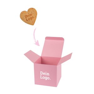 30 g Bio Logo Kekse mit Bio-Druck in Herzform in Color-Box mit Logodruck