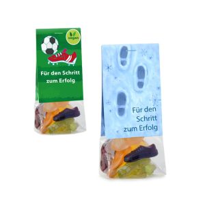 45 g Naschbeutel vegane Fruchtgummi Schuhe mit Werbereiter