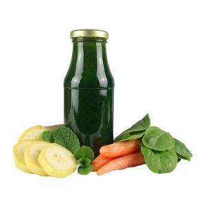 245 ml Bio Smoothie Spinat, Möhre, Mango & Minze mit Werbeetikett