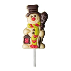 35 g Schoko-Lolli Schneemann mit Werbeanhänger