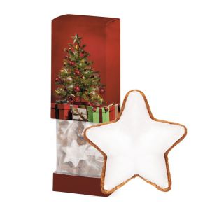 80 g Zimtsterne in einer Werbe-Faltschachtel mit Sichtfenster