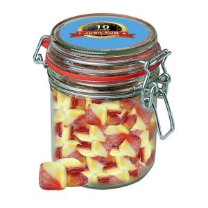 200 g Rote Grütze-Vanille Bonbons im Maxi Bonbonglas mit Werbeetikett