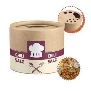 30 g Chili-Salz Gewürzmischung im Kraftpapierstreuer Mini mit Werbeetikett