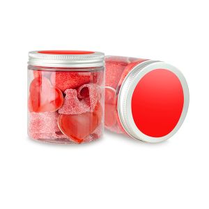 180 g roter Süßigkeiten-Mix in Naschdose mit Werbeetikett