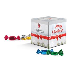 Präsentbox mit Bonbons und Werbedruck
