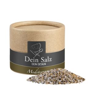 50 g Spanisches Mediterranes Salz in Kraftpapierdose Mini mit Werbeetikett