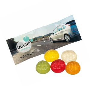 2er HARIBO Mini-Fußbälle Fruchtgummi Kettenbeutel mit Werbebedruckung