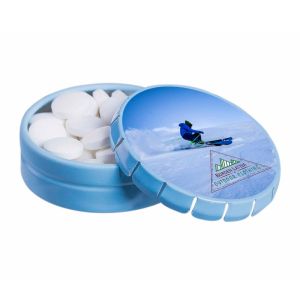 Express Super Mini Klick-Klack Dose farbig mit Werbebedruckung